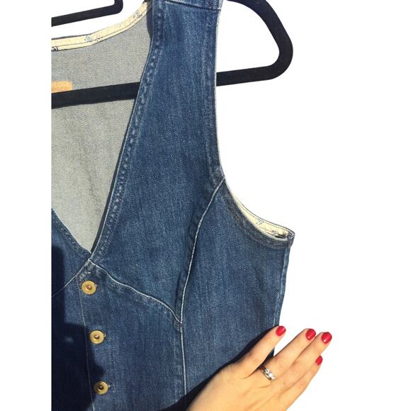 Pilcro cropped denim vest women 10 jean babydoll western boho yellowstone button - Picture 7 of 9